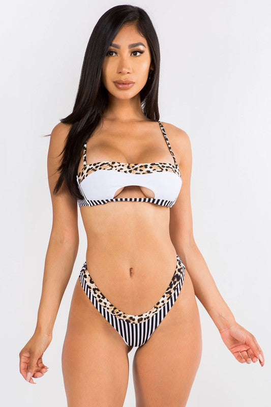 Animal Stripe Mix High Leg Bikini S-M-L 3 pcs 1 pack