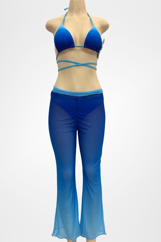 3pcs Ombre Print Mesh Long Pants and Bikini S1-M1-L1 3 pcs 1 pack