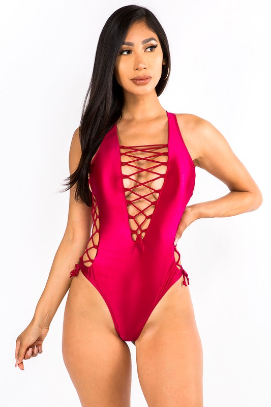 Bronze Bombshell Lace-Up Monokini