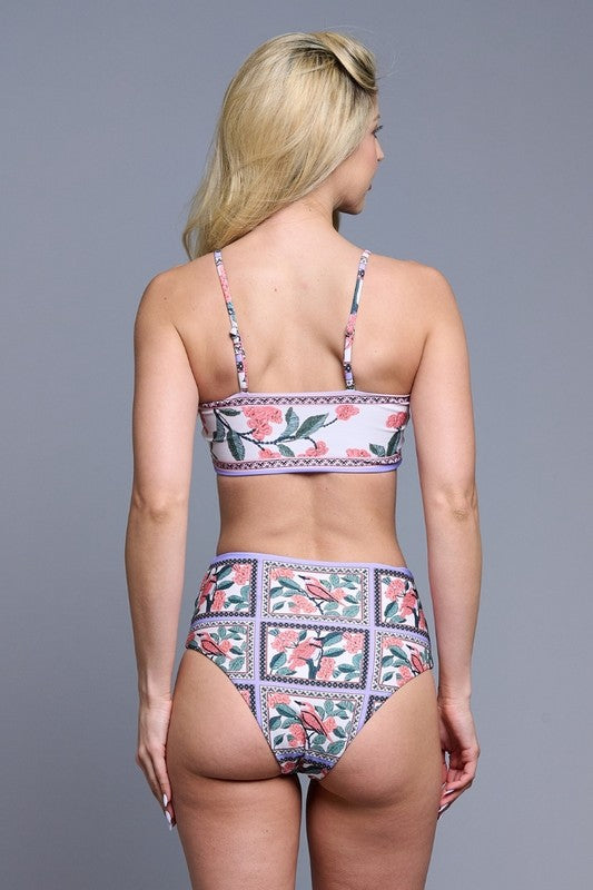 Vintage Floral High-Waisted Bikini Set S1-M1-L1 3 pcs 1 pack