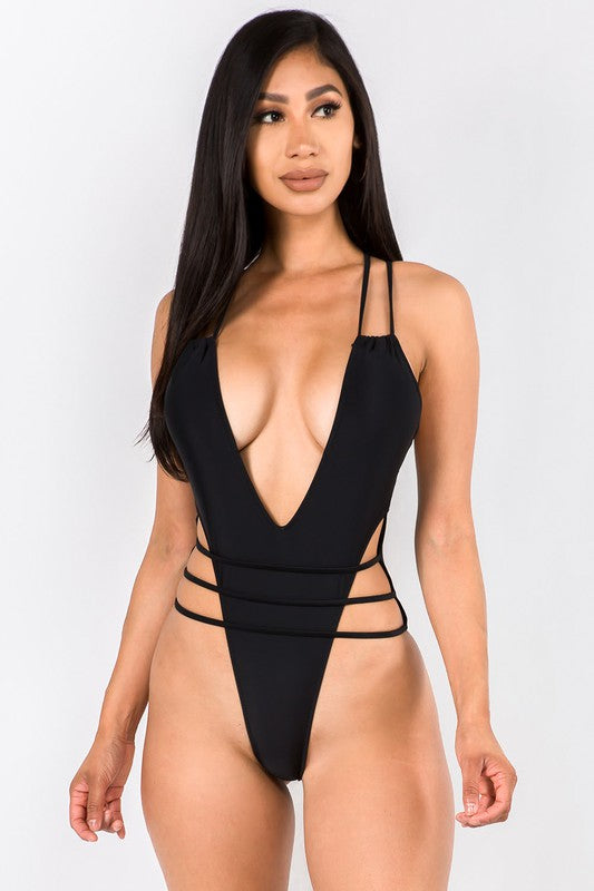 Multi Strap Brazilian High-Cut Swimsuit S-M-L 3 pcs 1 pack