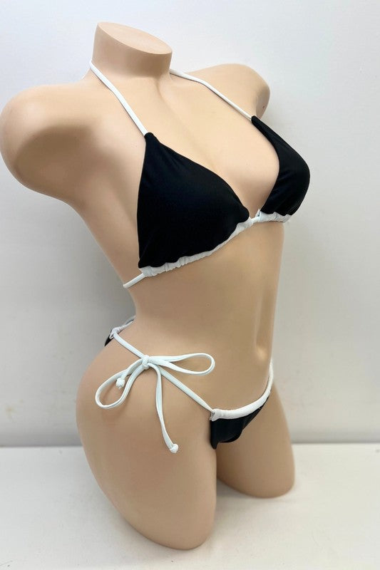 White Strap Cut-Out Bikini Swimsuit S1-M1-L1 3 pcs 1 pack