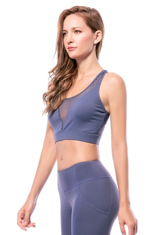 Strappy Back Mesh V-neck Bra TopS2-M2-L2 6 pcs 1 pack