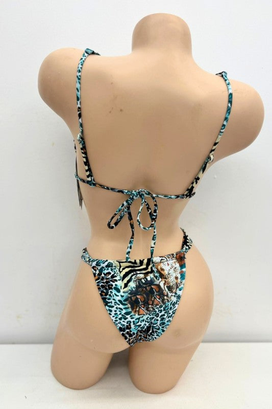 Wild Mix Print Triangle Bikini Set S1-M1-L1 3 pcs 1 pack