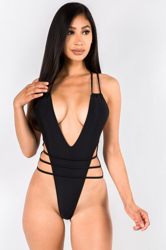 Multi Strap Brazilian High-Cut Swimsuit S-M-L 3 pcs 1 pack