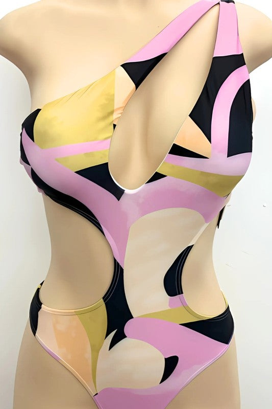 Bold Abstract Cutout One-Piece Swimsuit S1-M1-L1 3 pcs 1 pack