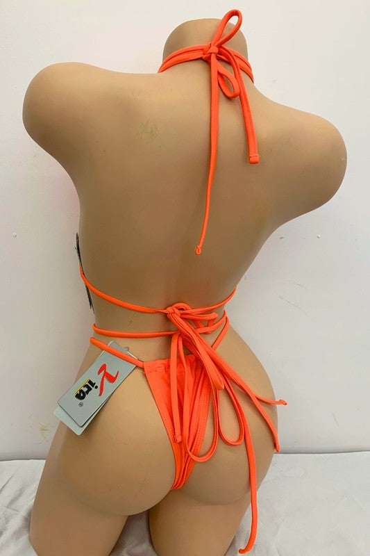 Strappy Cross Triangle Bikini Set S-M-L 3 pcs 1 pack