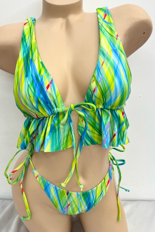 Vibrant Ruffled Tie-Front Bikini S1-M1-L1 3 pcs 1 pack