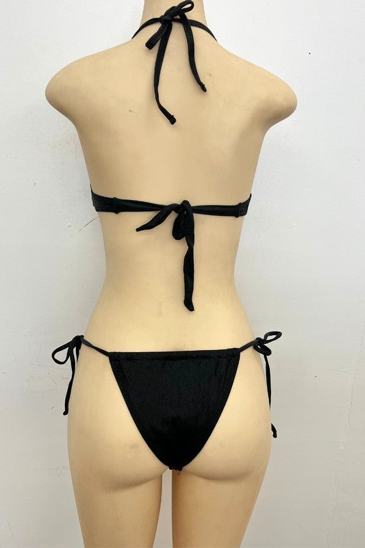 3 pcs Metallic Chain Bikini and Side String Skirt S-M-L 3 pcs 1 pack