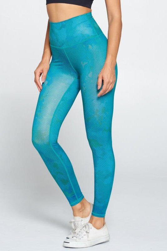 Light Camo Print Yoga Fitness Leggings Aqua S2-M2-L2 3 pcs 1 pack