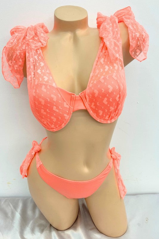 Heart Lace Mix Halter Neck Bikini S-M-L 3 pcs 1 pack