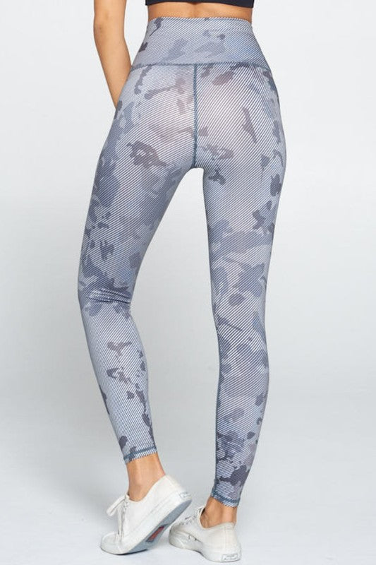 Light Camo Print Yoga Fitness Leggings Aqua S2-M2-L2 3 pcs 1 pack