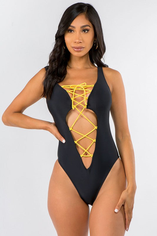 Big Front Open Lace Up Swimsuit S1-M1-L1 3pcs 1 Pack