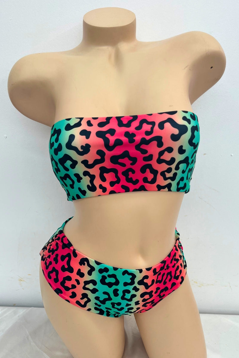 Vibrant Leopard Bandeau Top Bikini S1-M1-L1 3 pcs 1 pack