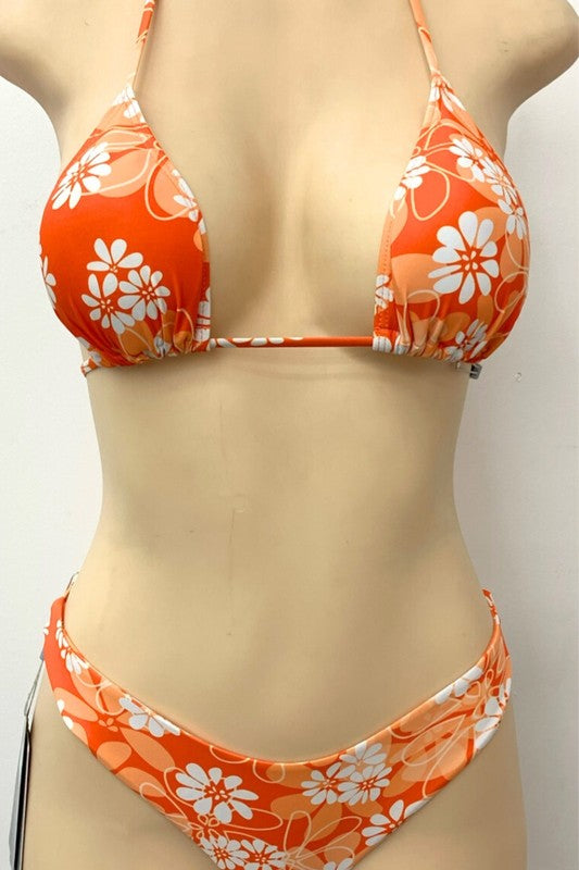 3pcs Daisy Print Tie Shrug and Matching Bikini S1-M1-L1 3pcs 1 Pack