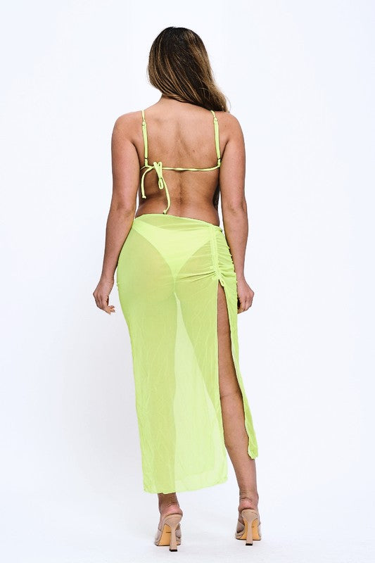 Vibrant Neon Bikini and Matching Sheer Cover-up S1-M1-L1 3pcs 1 pack