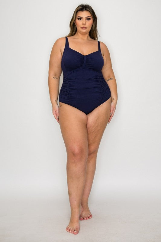 Plus Tummy Control Ruched One Piece Swimsuit 1XL-4XL 4 pcs 1 pack