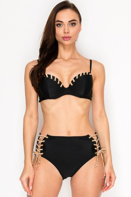 Eyelet Lace High Waist Bikini S2-M2-L2 6pcs 1 Pack