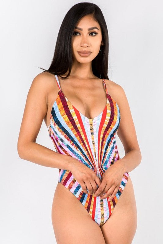 Multi Color Rainbow Blast One Piece Swimsuit Pink S1-M1-L1 3pcs 1 Pack