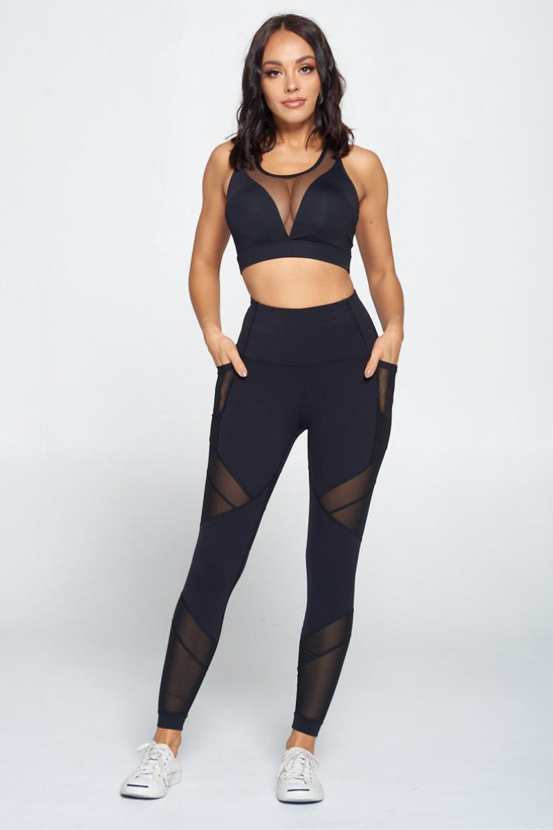 LYY-16 Leggings and RA21-3 Black Bra Top Set