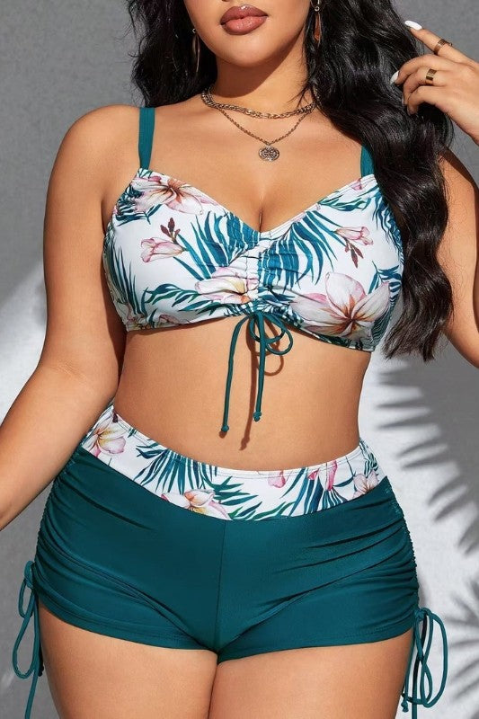 Plus Tropical High-Waisted Bikini Set 1XL-4XL 4 pcs 1 pack