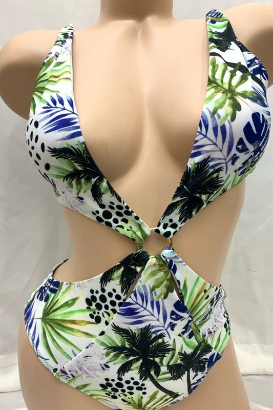 Deep Cut Tropical Ring Monokini S-M-L 3 pcs 1 pack