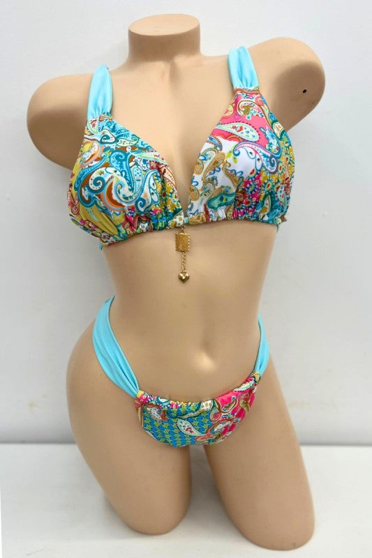 Vibrant Paisley Print Bikini Set S1-M1-L1 3 pcs 1 pack