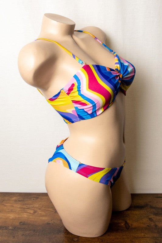 Retro Swirl Bandeau Bikini Set S1-M1-L1 3 pcs 1 pack