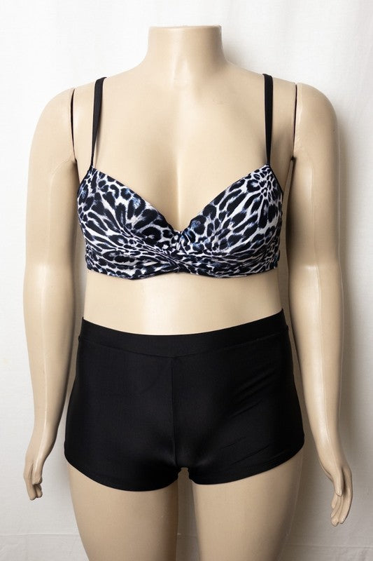 Wild Glam Plus Size Swimsuit Shorts Set 5 pcs pack