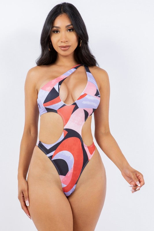 Bold Abstract Cutout One-Piece Swimsuit S1-M1-L1 3 pcs 1 pack