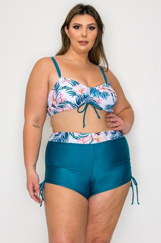 Plus Tropical High-Waisted Bikini Set 1XL-4XL 4 pcs 1 pack