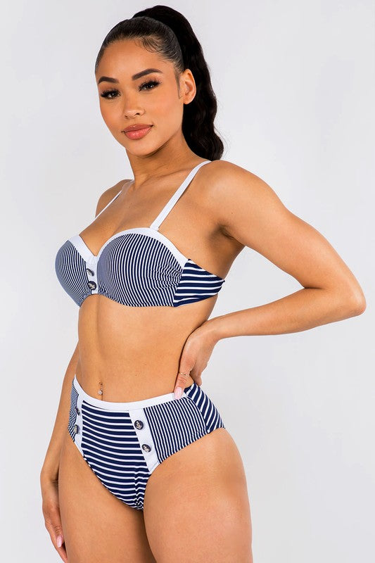 Sailor Striped 2 piece Bikini Set S2-M2-L2 6 pcs 1 pack
