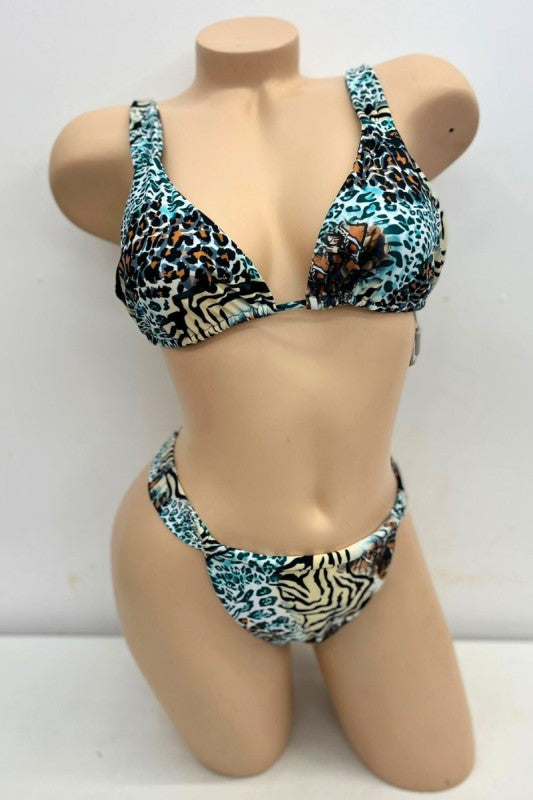 Wild Mix Print Triangle Bikini Set S1-M1-L1 3 pcs 1 pack