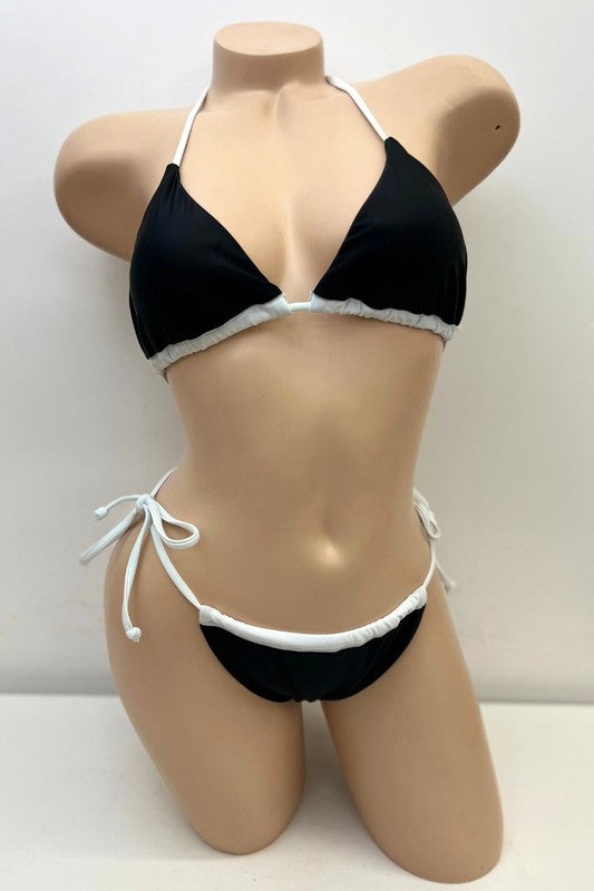 White Strap Cut-Out Bikini Swimsuit S1-M1-L1 3 pcs 1 pack