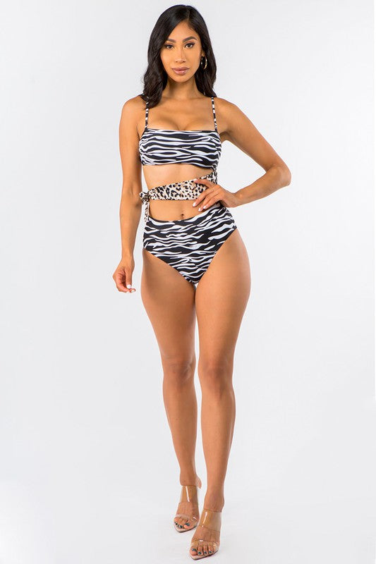 Animal Mix Waist Tie Monokini S2-M2-L2 6 pcs 1 pack