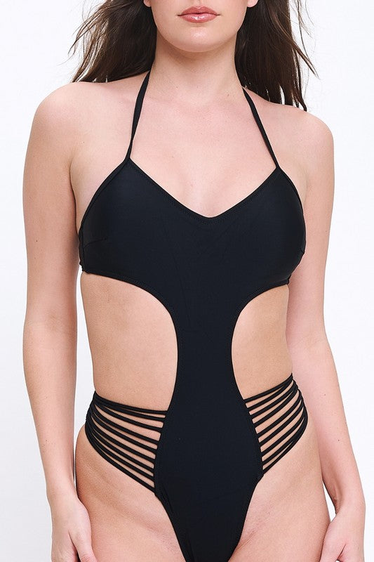 Strappy Cutout One-Piece S-M-L 3 pcs 1 pack