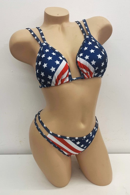 Patriotic Stars & Stripes Bikini Set S1-M1-L1 3 pcs 1 pack