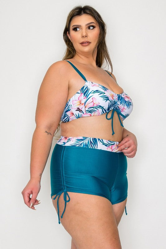 Plus Tropical High-Waisted Bikini Set 1XL-4XL 4 pcs 1 pack