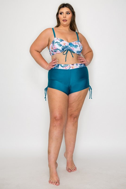 Plus Tropical High-Waisted Bikini Set 1XL-4XL 4 pcs 1 pack