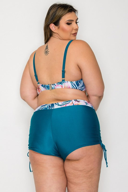 Plus Tropical High-Waisted Bikini Set 1XL-4XL 4 pcs 1 pack