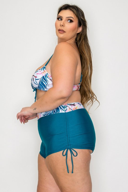 Plus Tropical High-Waisted Bikini Set 1XL-4XL 4 pcs 1 pack