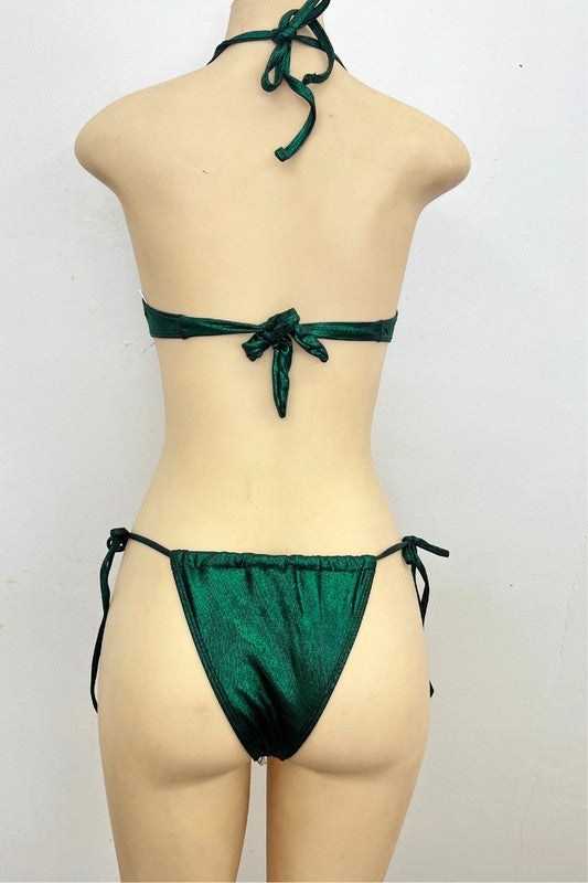 3 pcs Metallic Chain Bikini and Side String Skirt S-M-L 3 pcs 1 pack